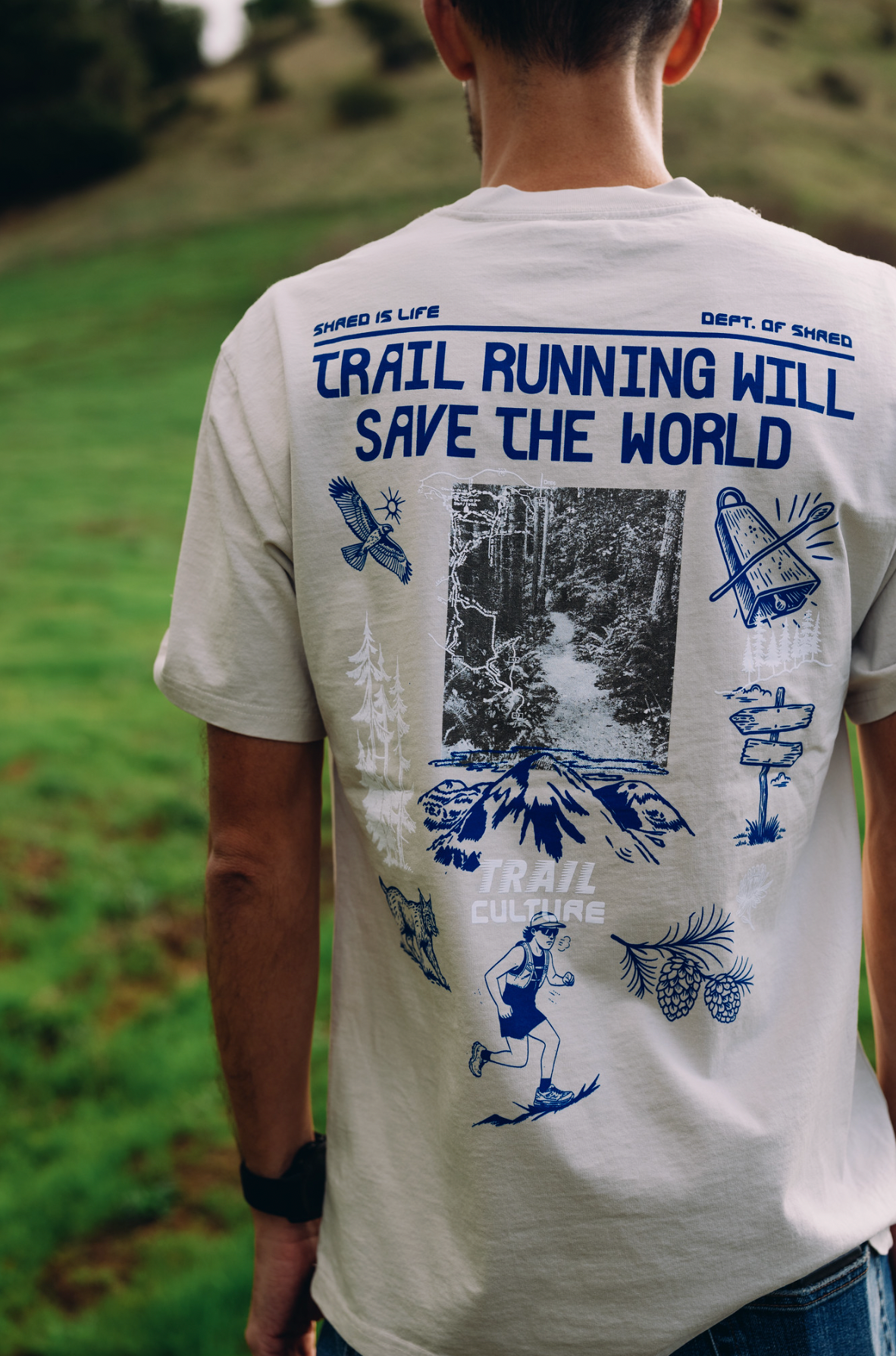 Trail Running Will Save The World Tee - Faded Bone