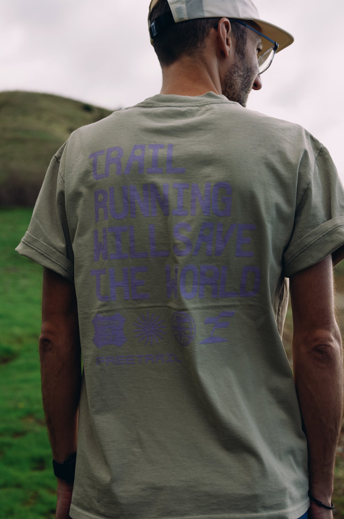 Trail Running Will Save The World Tee - Faded Eucalyptus